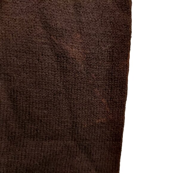 Retro Vintage 1940s-1950s Chocolate Brown V-Neck Long Sleeve Knit Sweater - Picture 13 of 16